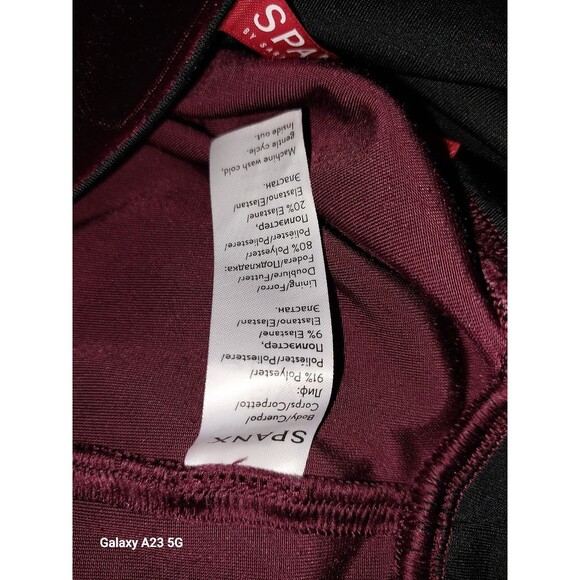Spanx Womens Leggings Medium Burgundy Velvet High Waist Stretch Casual Slimming - Picture 5 of 5